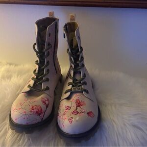 Floral Lace-Up Combat Boots